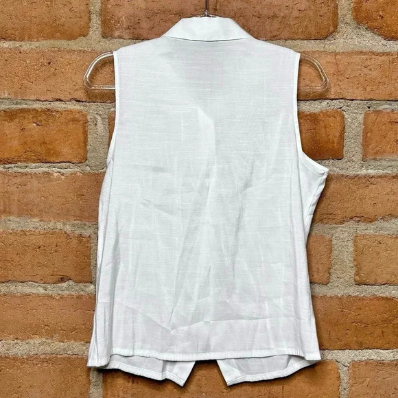 Karen Scott Sheer button up sleeveless tank womens size medium - Picture 3 of 4